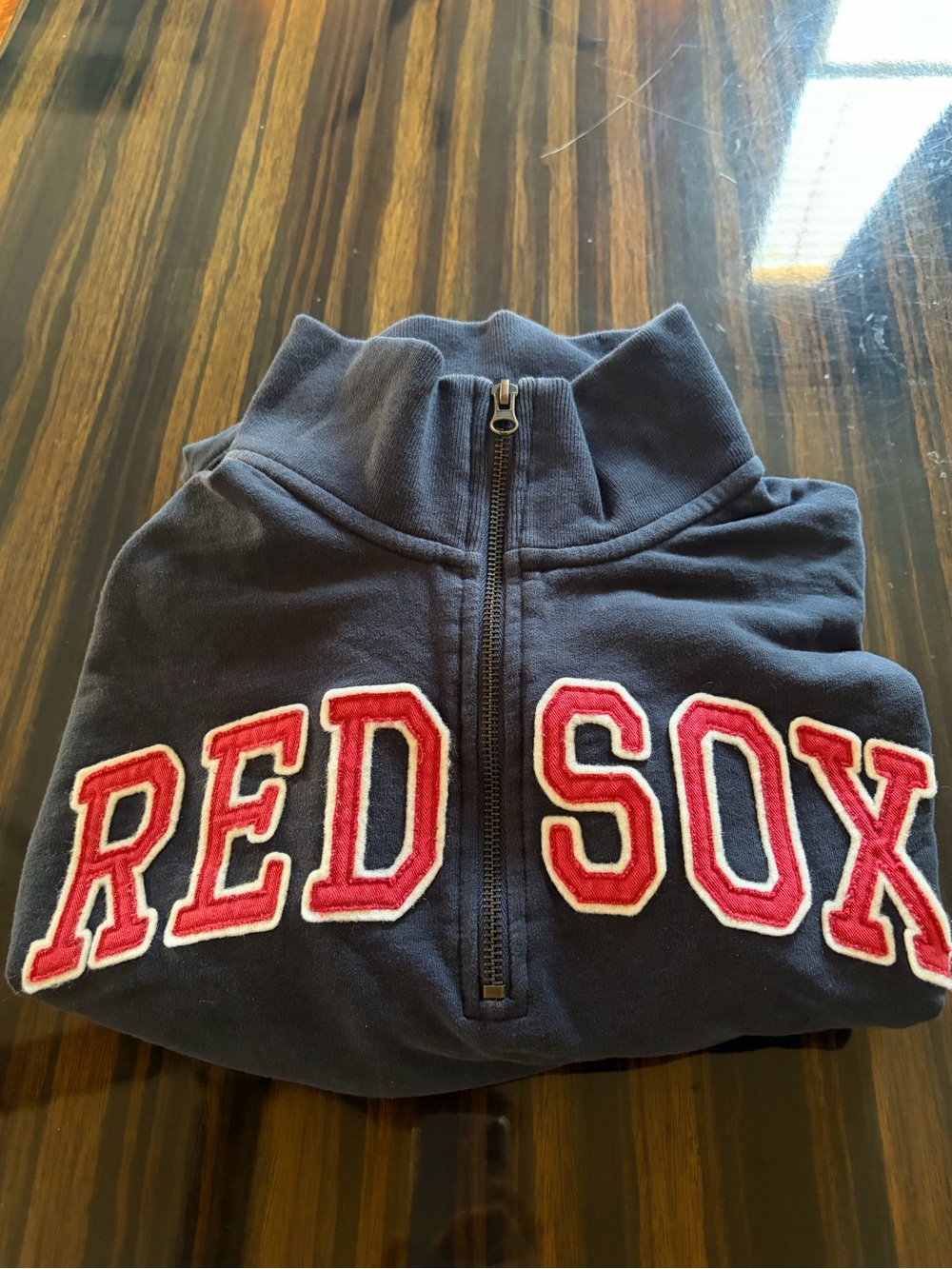 47 Brand Navy Blue Red Sox 3/4 -Zip Crewneck Sweater